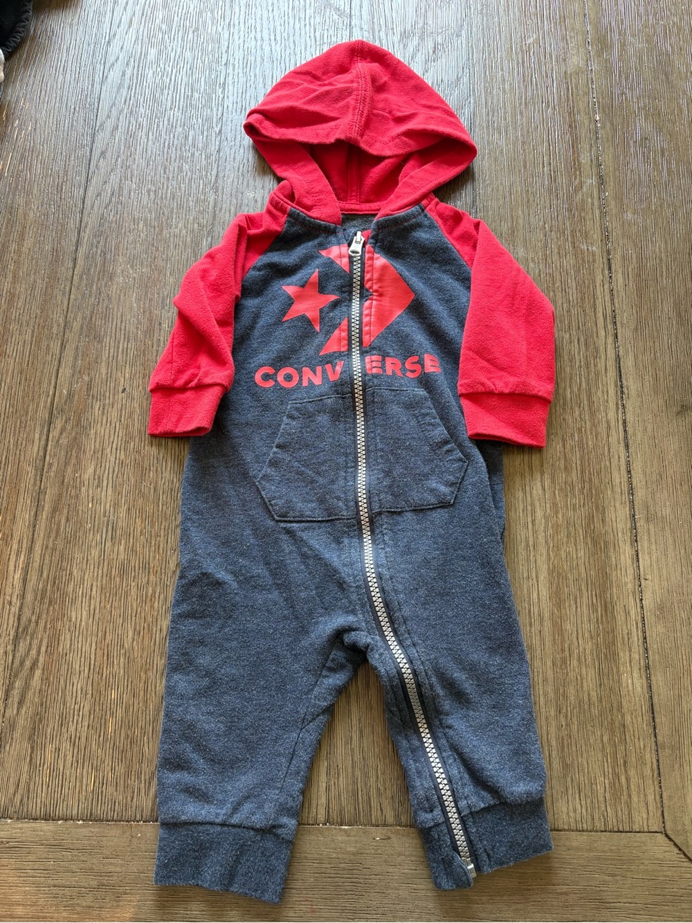 Converse Baby Red & Navy Zip-Up Hooded One-Piece